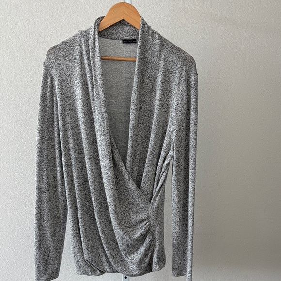 Tahari Sweater L Draped Surplice Front Modern Boho Sultry Minimalist Street Chic - Picture 5 of 15